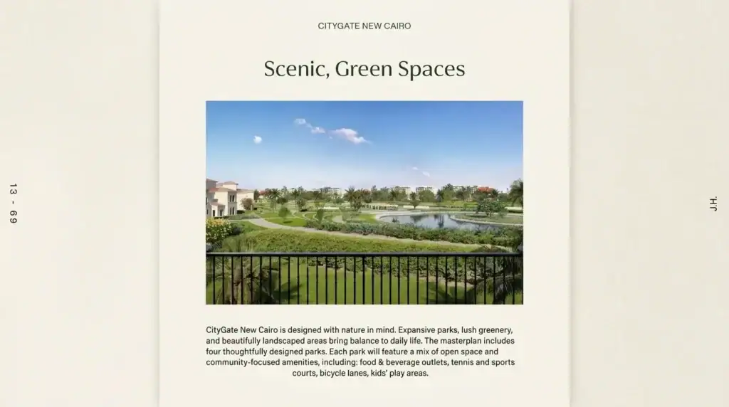Green spaces in City Gate New Cairo compound
