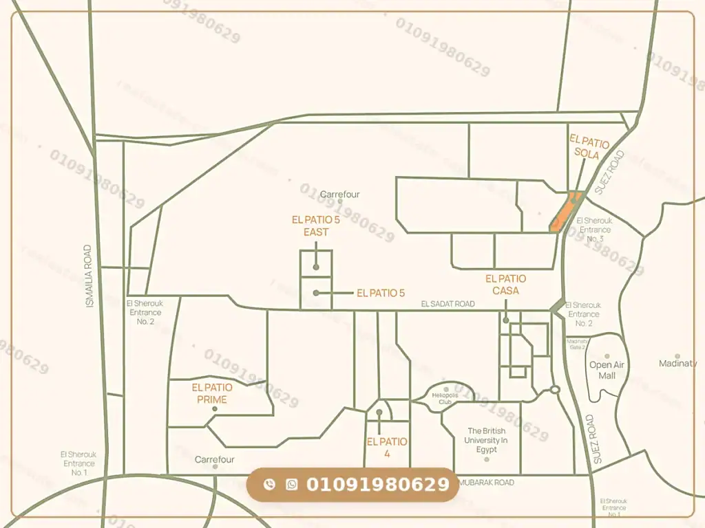 Location of El Patio Sola El Shorouk