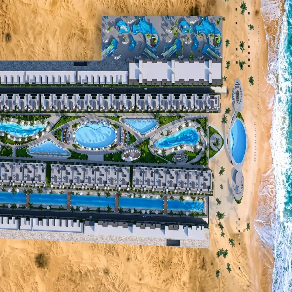 G Bay Ain Sokhna master plan showing buildings, lagoon and hotel