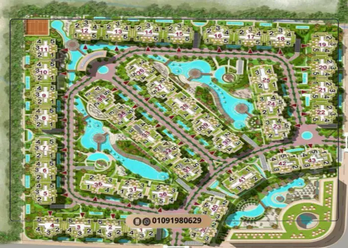 Master plan of Compound Jiwar New Cairo across 19.5 feddans