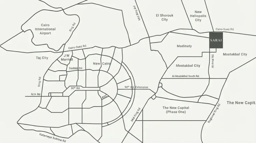 Sarai Compound location next to Madinaty