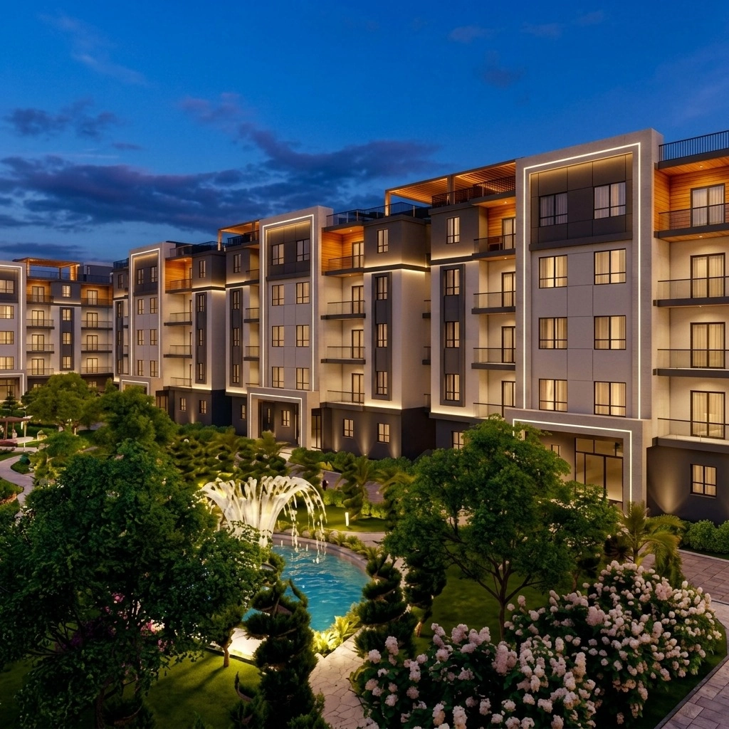 Residential units and European façades at Pantera Compound October Gardens